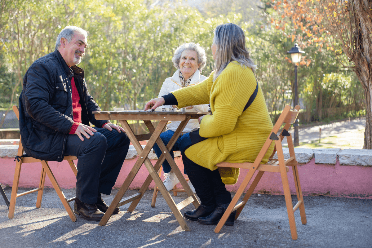 three elderly people enjoying time in the outdoors in Melbourne
